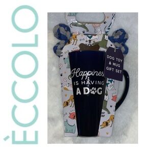 💛 ECCOLO Happiness Is Having A Dog Mug, Dog Tag & Dog Toy Gift Set NWT